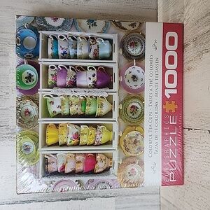 Eurographics Colorful Tea Cups 1000 Pieces Puzzle 19.25" x 26.625"  NEW